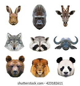 Nine animal illustrations set.