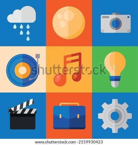 nine apps menu set icons