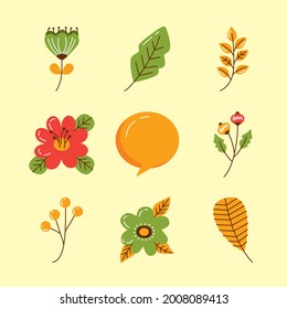 nine autumn season set icons