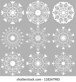 nine beautiful snowflakes