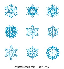 nueve hermosos copos de nieve