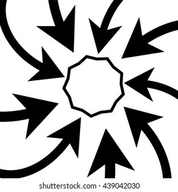 nine black arrows pointing to the area