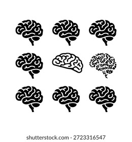 Nine black brain in a three by three grid human brain mind thinking intelligence