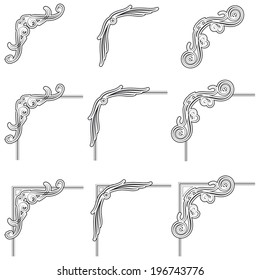 nine black decorative frame corners
