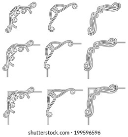 nine black decorative frame corners