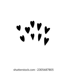 Nine black hearts, birthday celebration, special give away package, vector icon, flat illustration