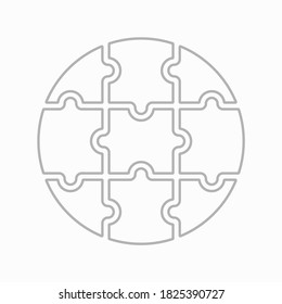 Neun leere Puzzleteile. Puzzle für Web, Information oder Präsentation Design, Infografiken. Weißes Rätsel auf weißem Hintergrund. Vektorgrafik