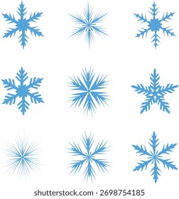 Nine Blue Snowflakes In A Grid winter cold