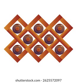 Nine bottles of wine aging in a wooden wine rack