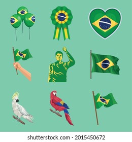 nine brazil independence day set icons