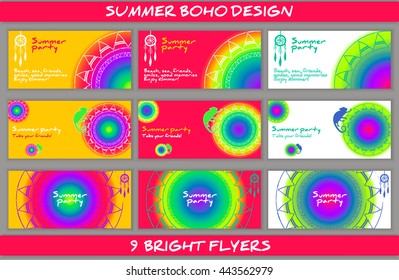 Nine Bright trendy designed party vector flyers