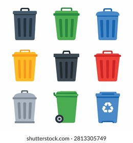 Nine brightly colored cylindrical containers in various hues and sizes