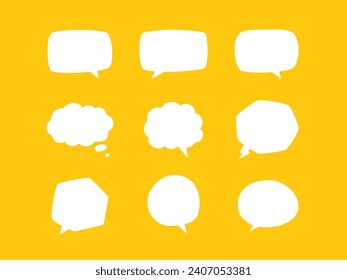nine bubble texts in yellow background. Isolated Vector Illustration