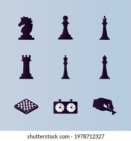 nine chess pieces set icons