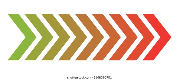 Nueve flechas de Chevron degradado verde a rojo transición de color Abstractas diseño oliva
