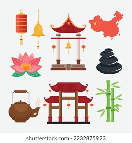 nine china culture set icons