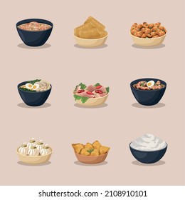 nine chinese food set icons