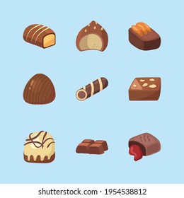 nine chocolates candies delicious icons