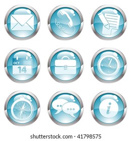Nine circle gloss icon for internet, vector illustration