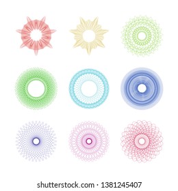 Nine circle guilloches which can be used for different documents