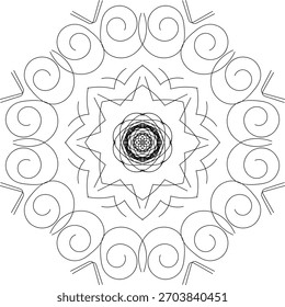Nine circular geometric black and white mandala designs