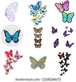 Nine colored butterfly logo design 