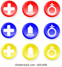 Nine colored icons. Vector illustration.