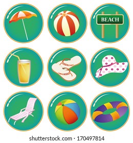 nine colored round icons for this summer