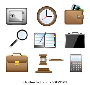 Nine colorful icons for business.
