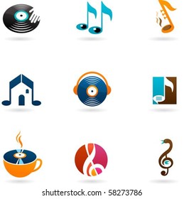 Nine colorful music icons