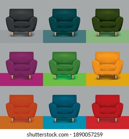 Nine colors leather vector sofa