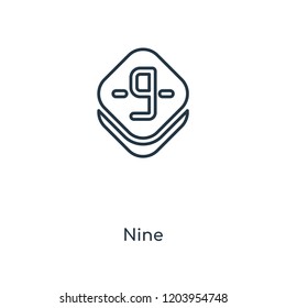 Nine concept line icon. Linear Nine concept outline symbol design. This simple element illustration can be used for web and mobile UI/UX.