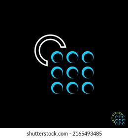 Nine Crescent moon that neatly arranged with letter C on corner image graphic icon logo design abstract concept vector stock. Can be used as a symbol related to tech or internet