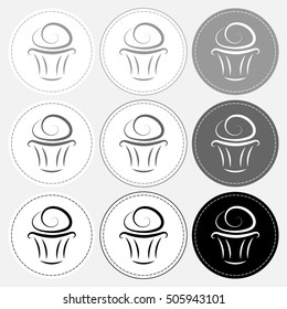 Nine cupcake vector icons