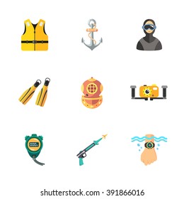 nine cute diving icons