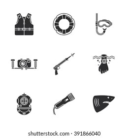 nine cute diving icons