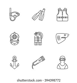 nine cute diving icons