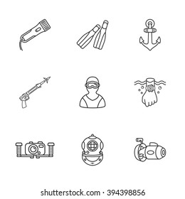 nine cute diving icons