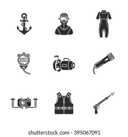 nine cute diving icons