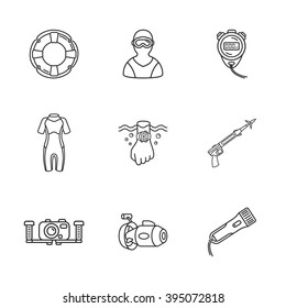 nine cute diving icons