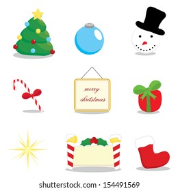 nine cute little glossy christmas icons for web, cards and others