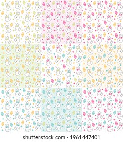 Nine cute seamless bunny pattern