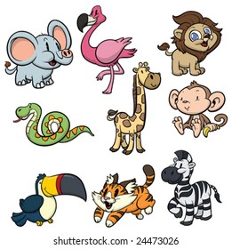 Nine cute wild animals. All in different layers for easy editing.