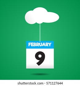 nine date of february month on the cloud vector eps.10