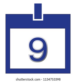 Nine day calendar icon.Vector