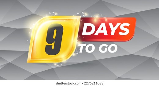 Nine days to go countdown horizontal banner design template. 9 days to go sale announcement banner, label, sticker, icon, poster and flyer.