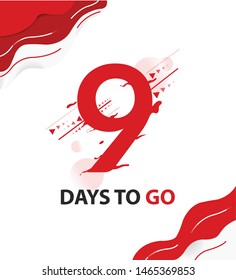 Nine days to go. vector typography logotype illustration