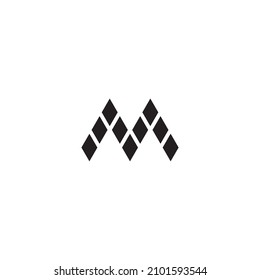 nine diamond letter M simple symbol logo vector