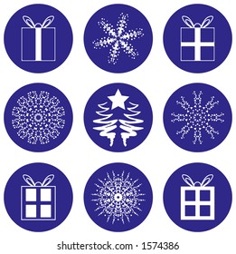 Nine different christmas icons
