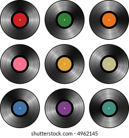 nueve registros de vinilo de LP diferentes